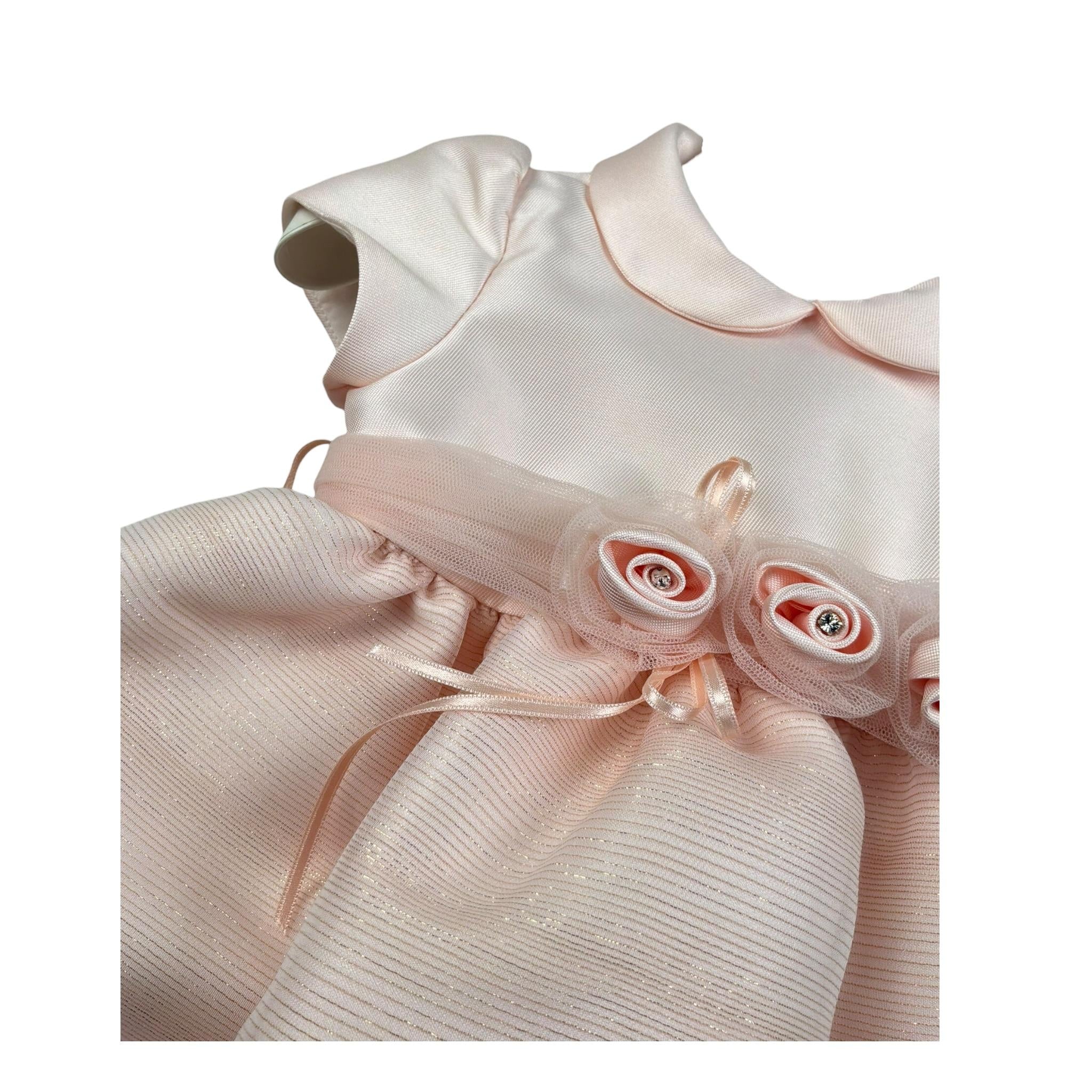 Ambaraba Abito Giromanica Tinta Unita con Cinturino per Neonata FF35028 ROSA AMBARABA 