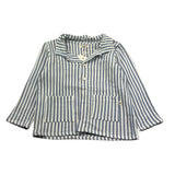 Petit Indi Camicia Tinta Unita con Fantasia A Righe per Bambino SS25BK6838 AZZURRO PETIT INDI 