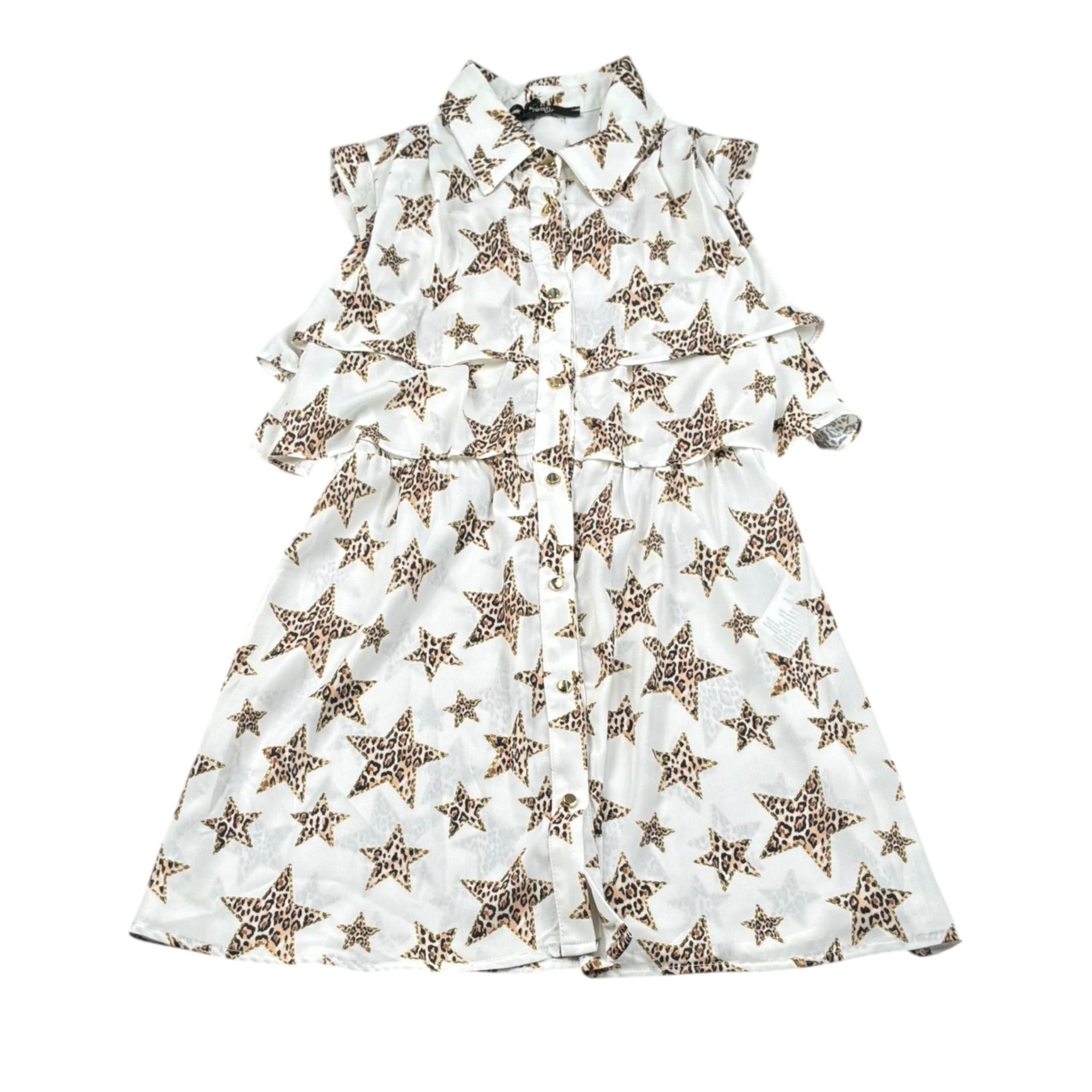 Relish Abito Tinta Unita con Stampa Stelle per Bambina RGP2409009008 PANNA RELISH 