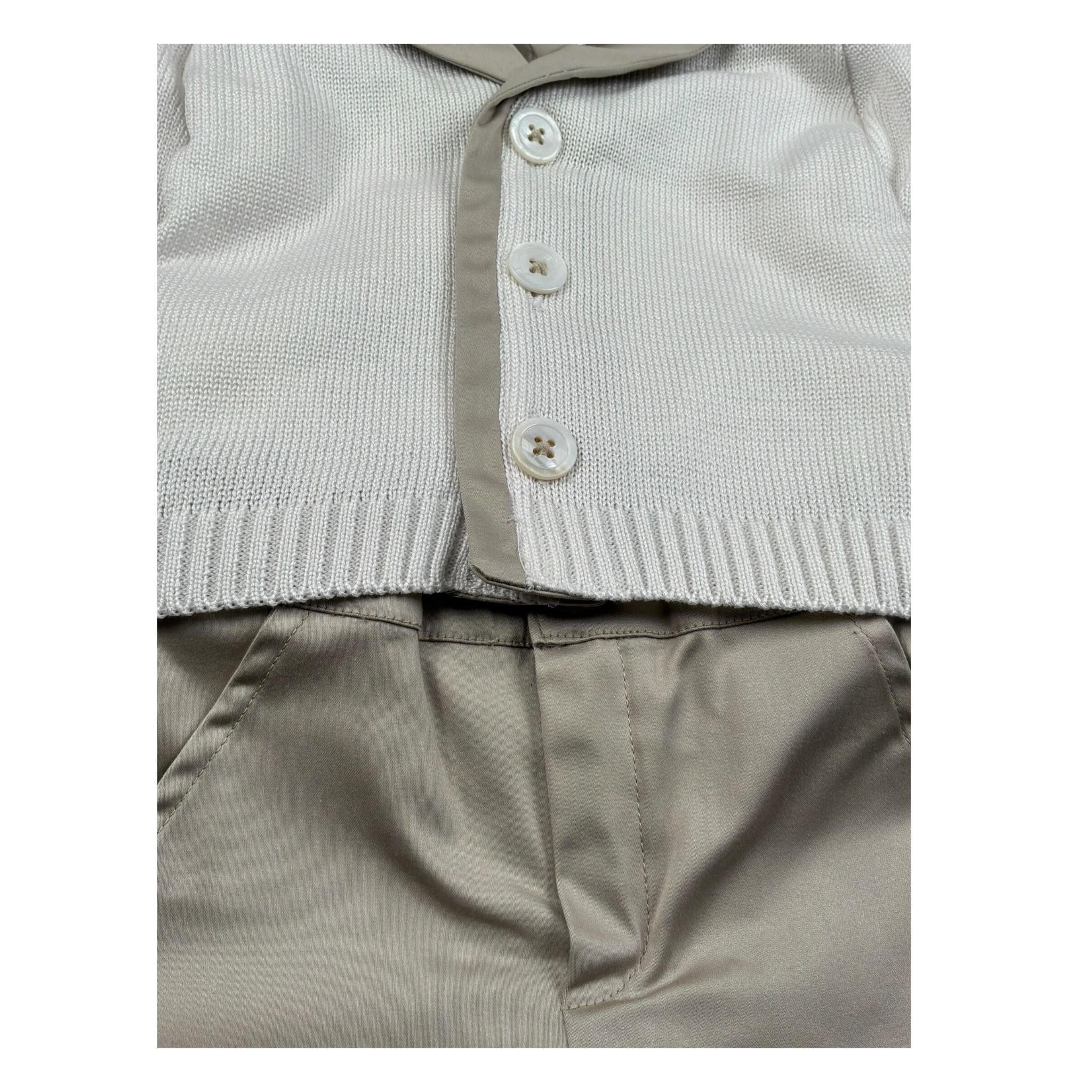 Pure Firenze Completo 4 Pezzi Camcia-Pantalone-Cardigan-Papillon per Neonato 7665 PANNA PURE FIRENZE 