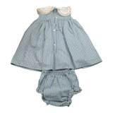 Valentina Bebes Set Abito-Coulotte Tinta Unita con Fantasia A Righe per Neonata LOVE8 AZZURRO VALENTINA BEBES 