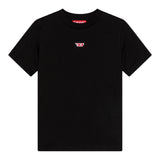 Diesel T-Shirt Girocollo Tinta Unita con Stampa per Bambino J02237X NERO DIESEL 