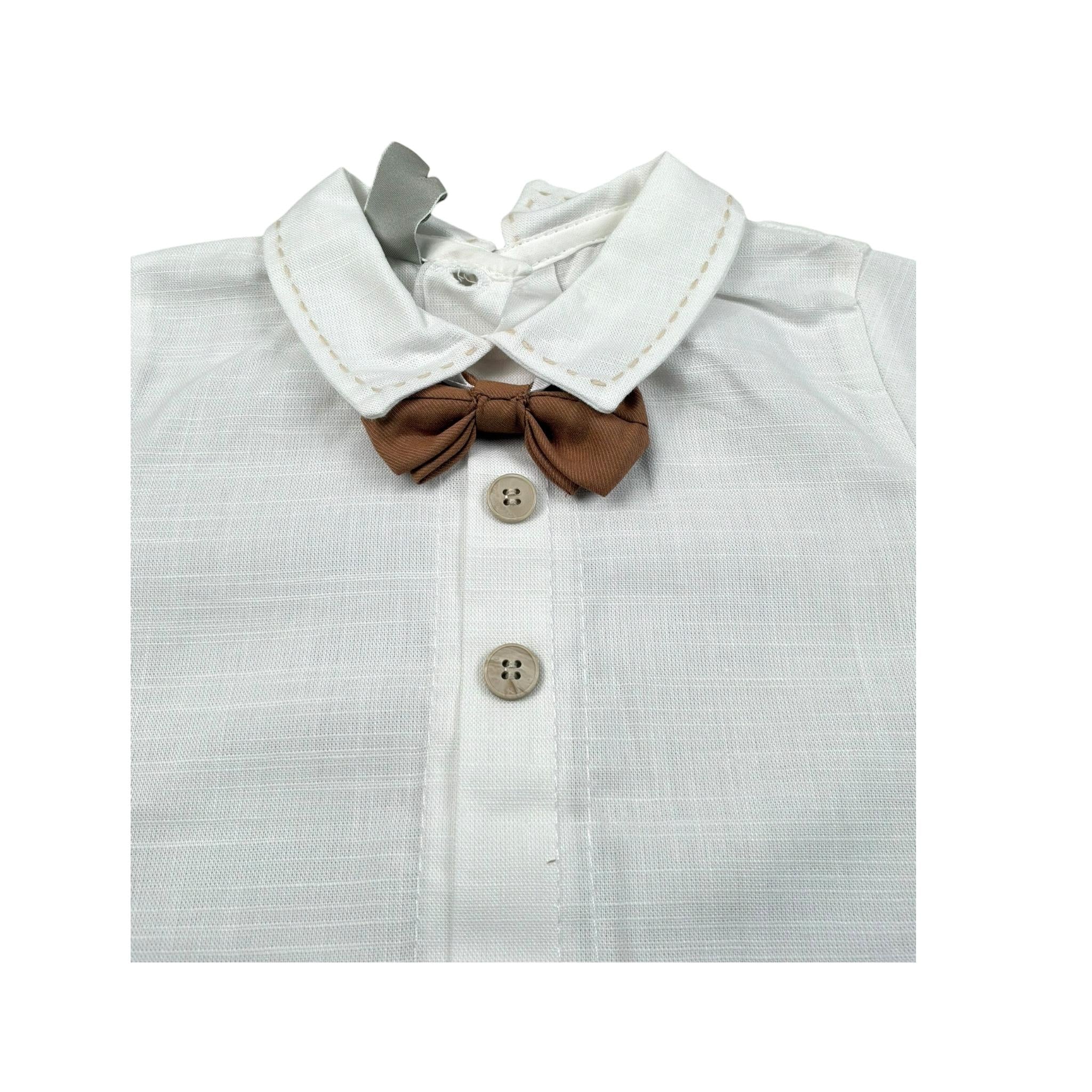 Marlu' Pagliaccetto Mezza Manica Bicolore per Neonato EB5223 BIANCO/BEIGE MARLU' 