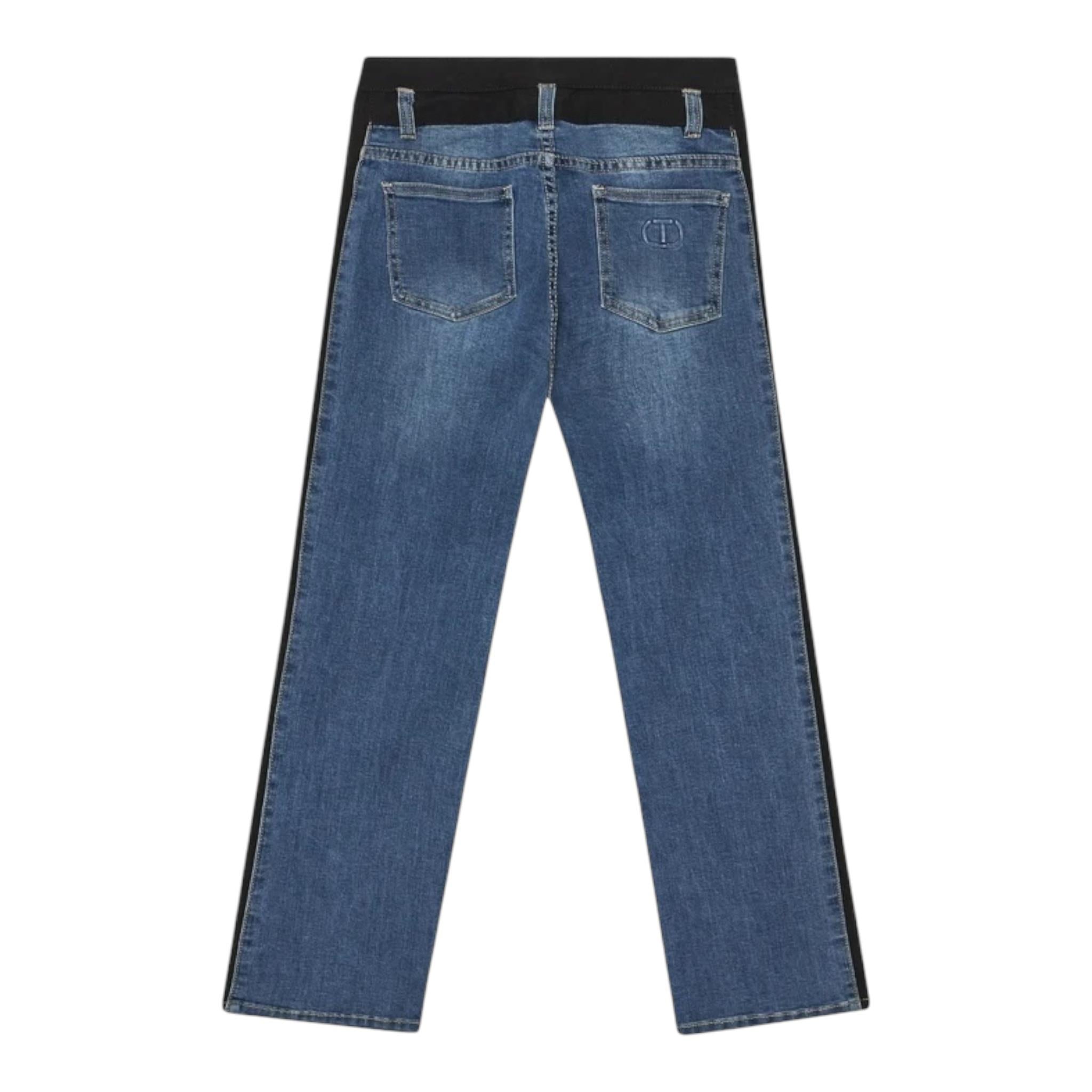 TWINSET jeans tinta unita con profili in contrasto Blu per Bambina 242GJ2280 BLU TWINSET 