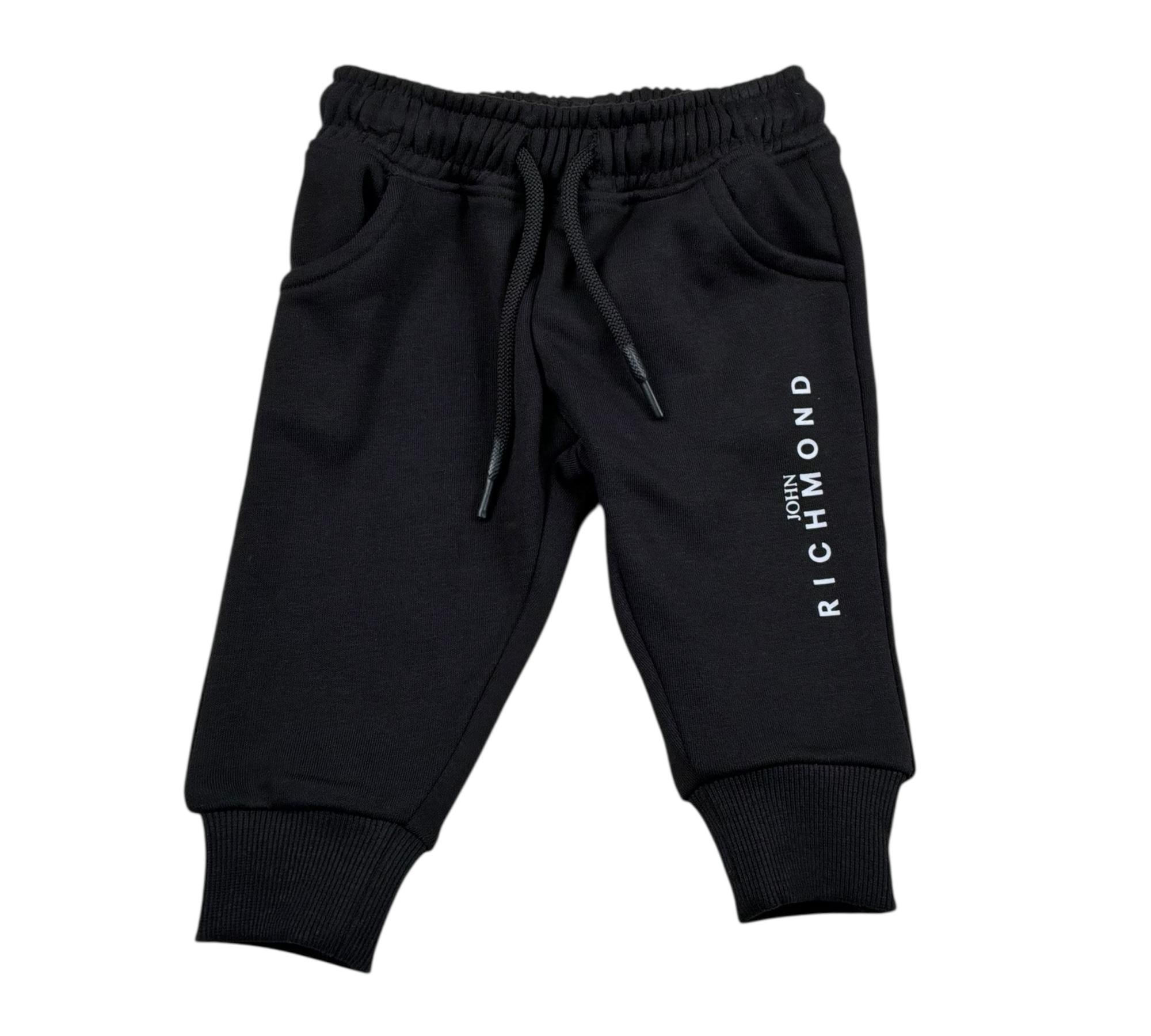 John Richmond Pantalone Tuta Tinta Unita con Logo per Neonato RIP26003PA NERO JOHN RICHMOND 