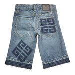 Givenchy Bermuda Tinta Unita In Denim con Logo per Bambino H30131 AZZURRO GIVENCHY 