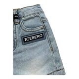 Iceberg Bermuda In Denim Tinta Unita con Girovita Regolabile per Neonato BMICE5100BNX AZZURRO ICEBERG 