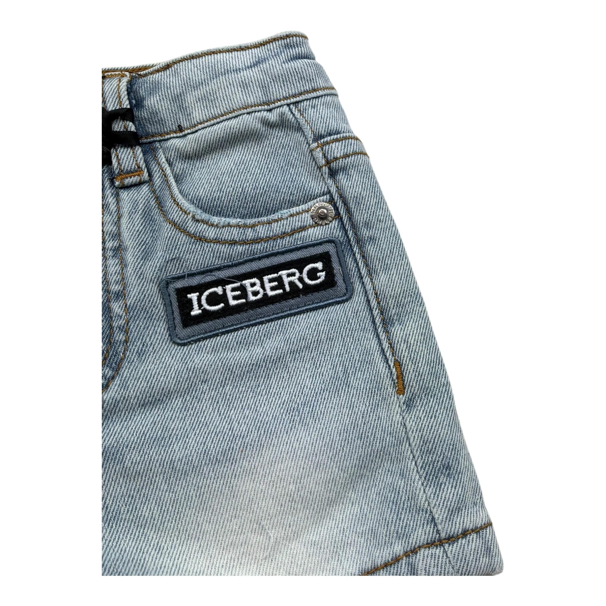 Iceberg Bermuda In Denim Tinta Unita con Girovita Regolabile per Neonato BMICE5100BNX AZZURRO ICEBERG 