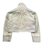 Just Cavalli Giubbino In Denim Modello Crop Tinta Unita per Bambina JGP26138GB PANNA JUST CAVALLI 