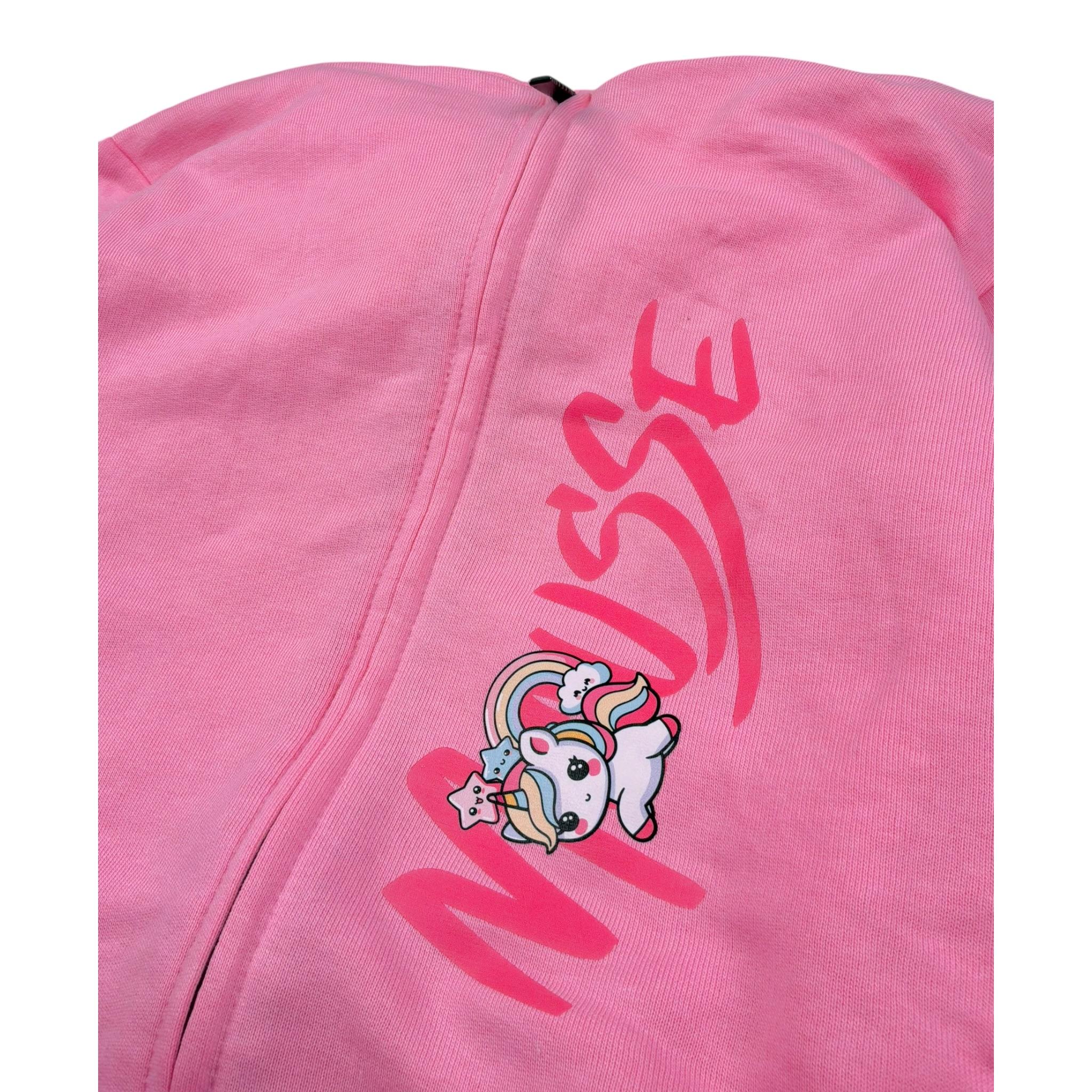 Mousse Felpa Tinta Unita con Zip E Cappuccio per Bambina UNILEOPINKK ROSA MOUSSE 