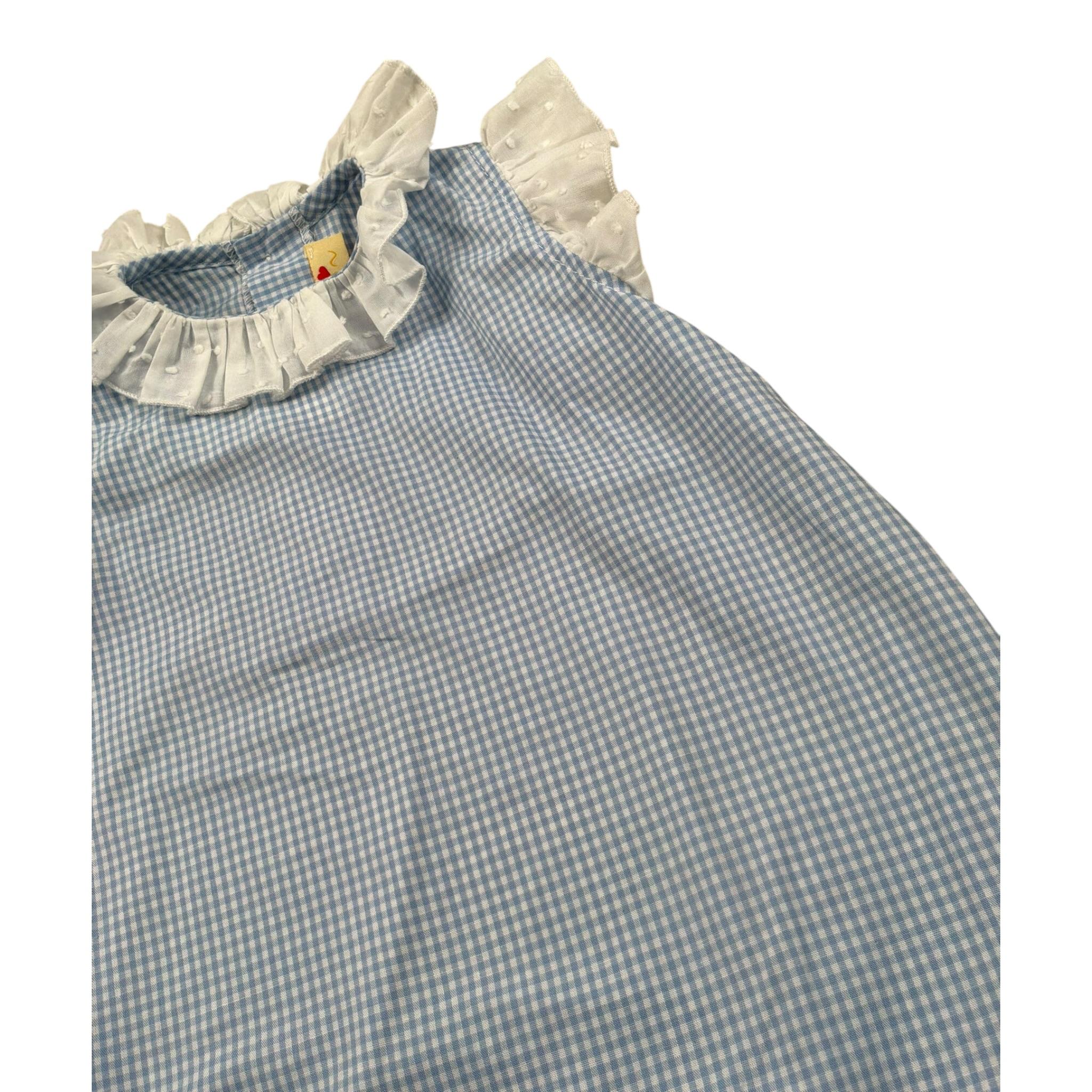 Bear Pagliaccetto Tinta Unita con Fantasia Quadri per Neonata PCC1 AZZURRO BEAR 