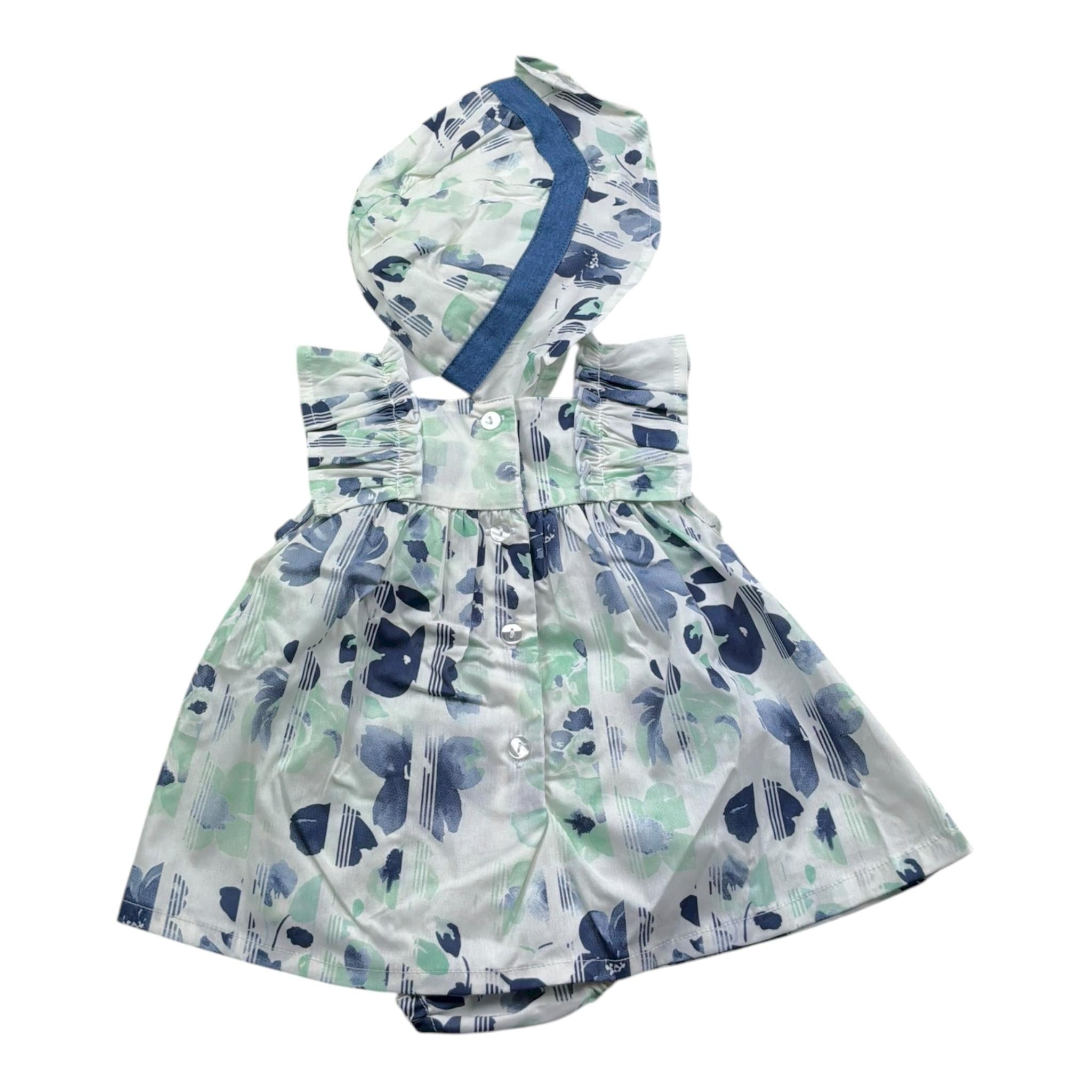 Minibanda Completo 2 Pezzi Abito Tinta Unita-Cappello per Neonata 3B782 BIANCO MINIBANDA 