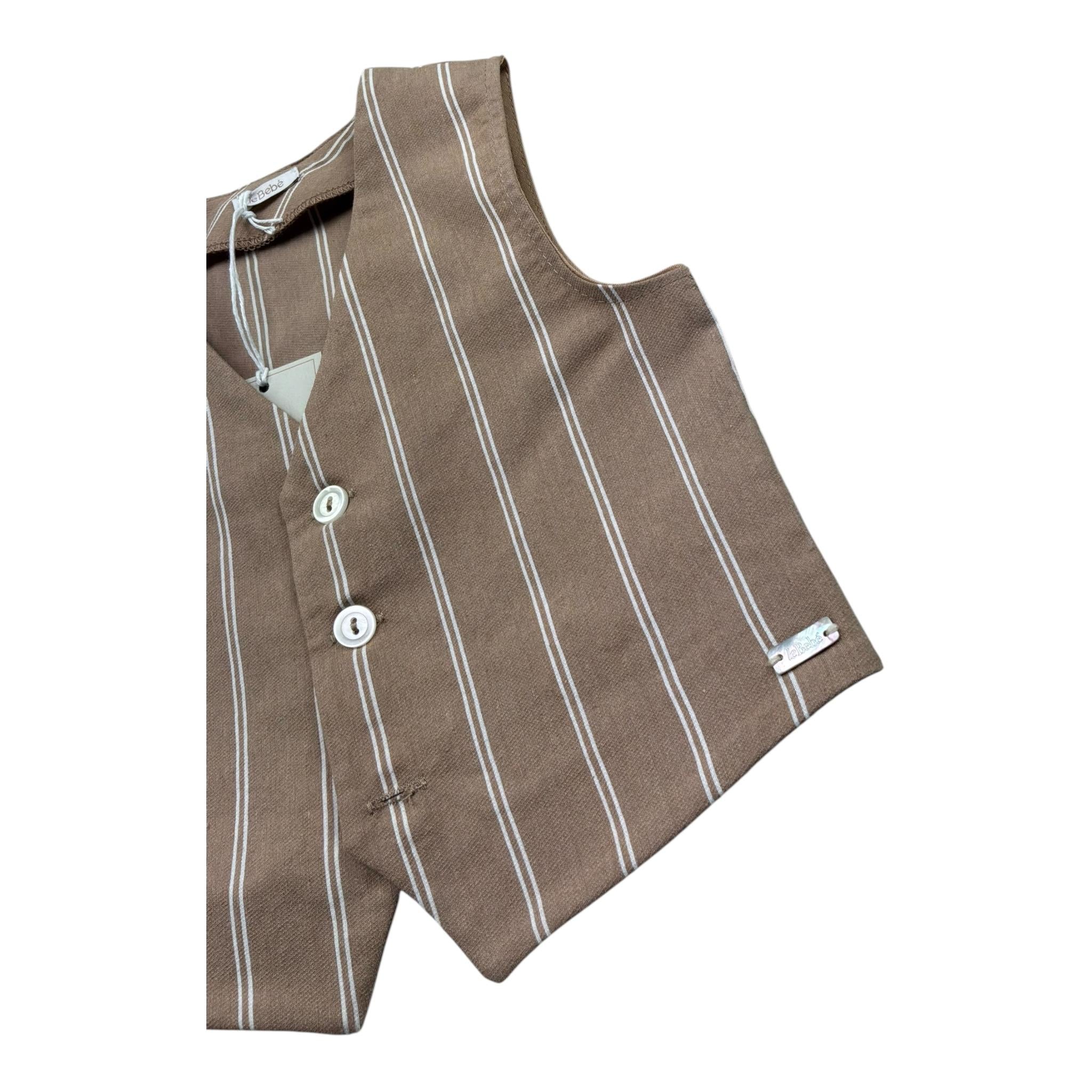 Le Bebe' Gilet Tinta Unita Fantasia A Righe per Neonato LBB5394 MARRONE LE BEBE' 