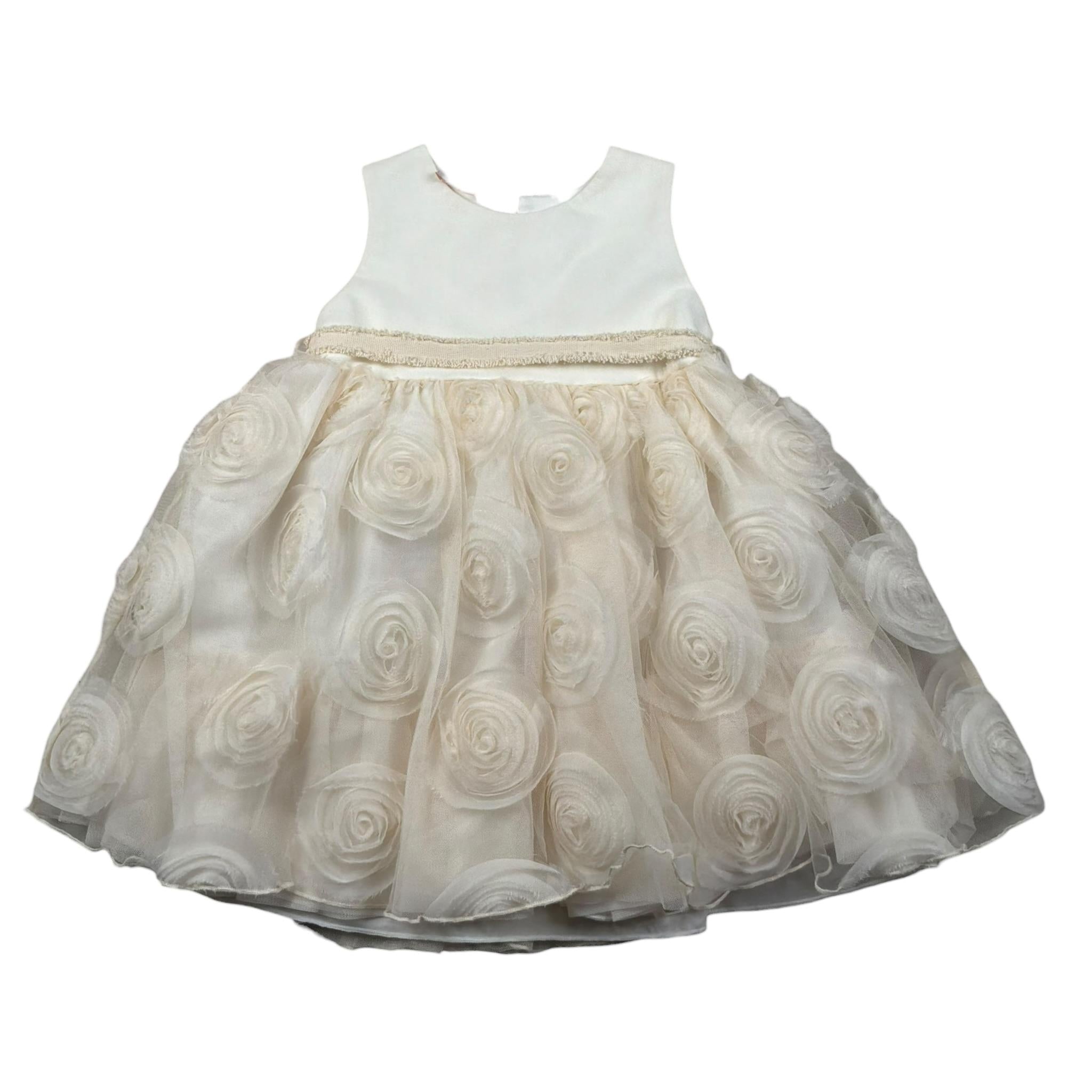 Please Abito Giromanica Tinta Unita con Tulle per Bambina AB33294G73 PANNA PLEASE 