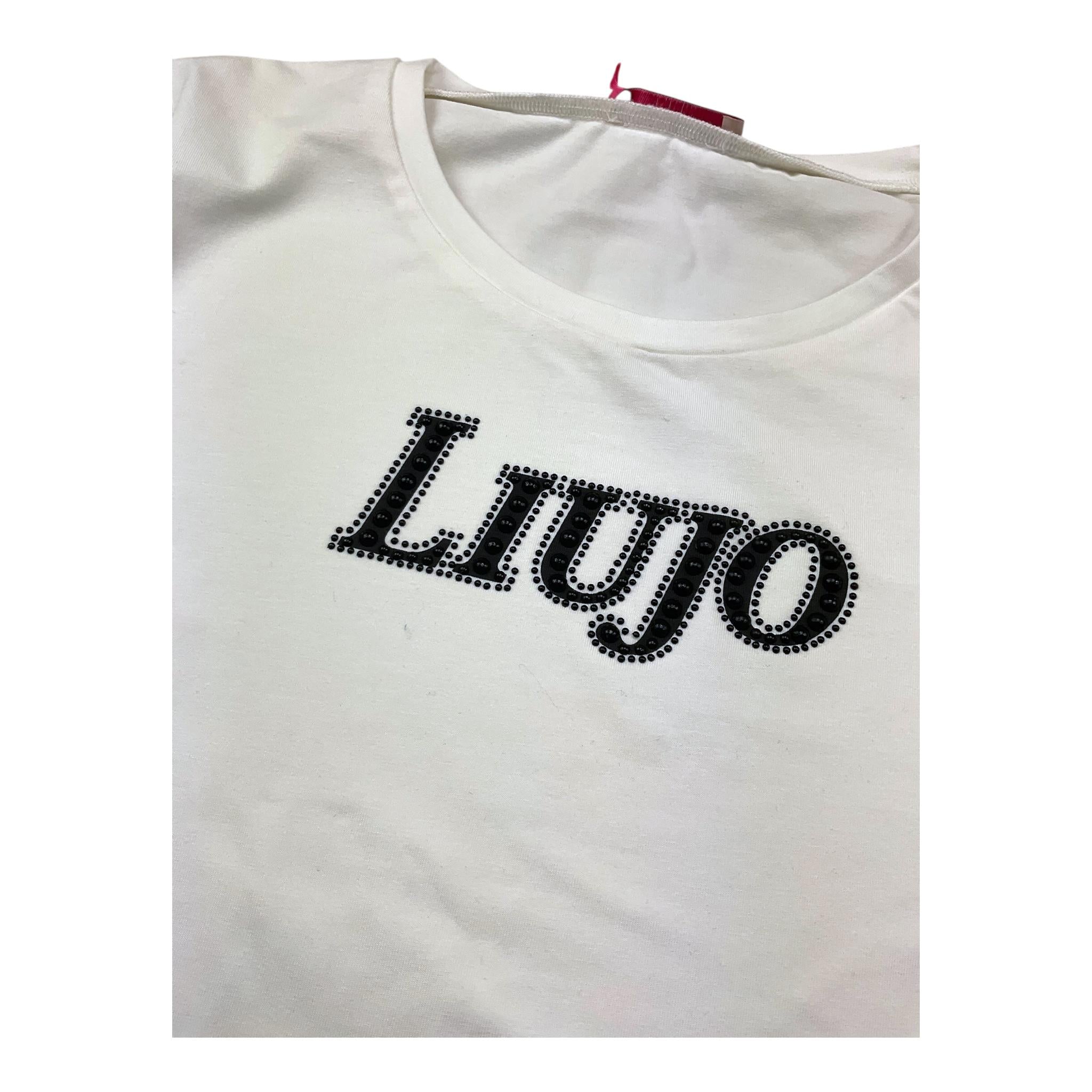 Liu Jo Shirt Girocollo Tinta Unita con Logo per Bambina GF4158 BIANCO LIU JO 