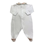 MARLU' tutina tinta unita con stampa e colletto Bianco per Neonata EP2914 BIANCO MARLU' 