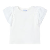 Mayoral T-Shirt Girocollo Tinta Unita con Balze per Bambina 3013 BIANCO MAYORAL 