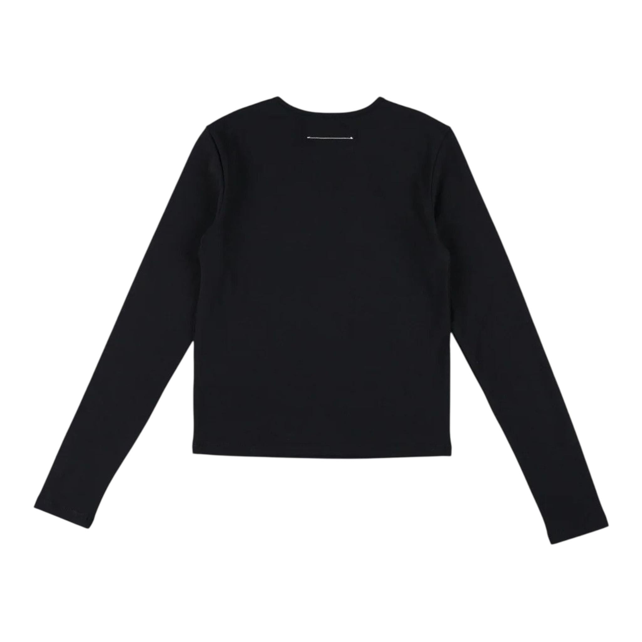 MAISON MARGIELA shirt girocollo tinta unita con stampa Nero per Bambina M60675 NERO MAISON MARGIELA 