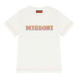 Missoni T-Shirt Girocollo Tinta Unita con Stampa per Bambina MV8B01 BIANCO MISSONI 