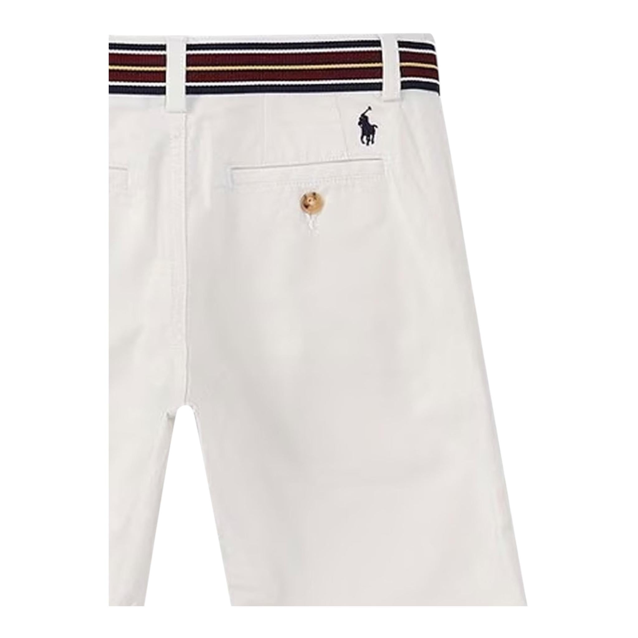 Ralph Lauren Bermuda Tinta Unita con Cintura per Neonato 322863960013N BIANCO RALPH LAUREN 