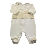 Barcellino Tutina Manica Lunga Tinta Unita con Ricami per Neonata 121201 BIANCO BARCELLINO 