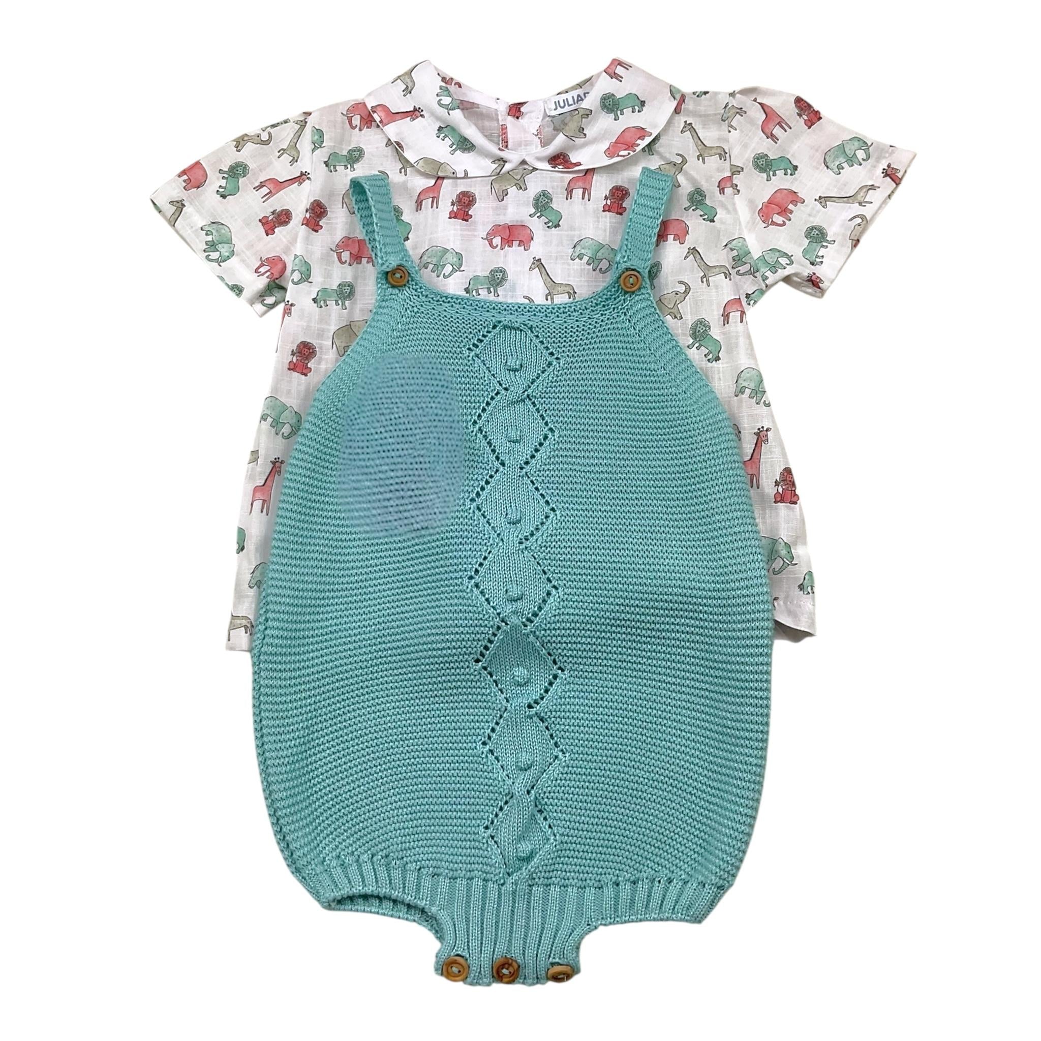 Juliana Completo 2 Pezzi Camicia-Salopette per Neonato 24201 BIANCO/VERDE JULIANA 
