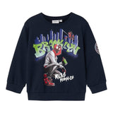 NAME.IT felpa chiusa girocollo tinta unita con stampa in contrasto Blu per Neonato 13236309 BLU NAME.IT 