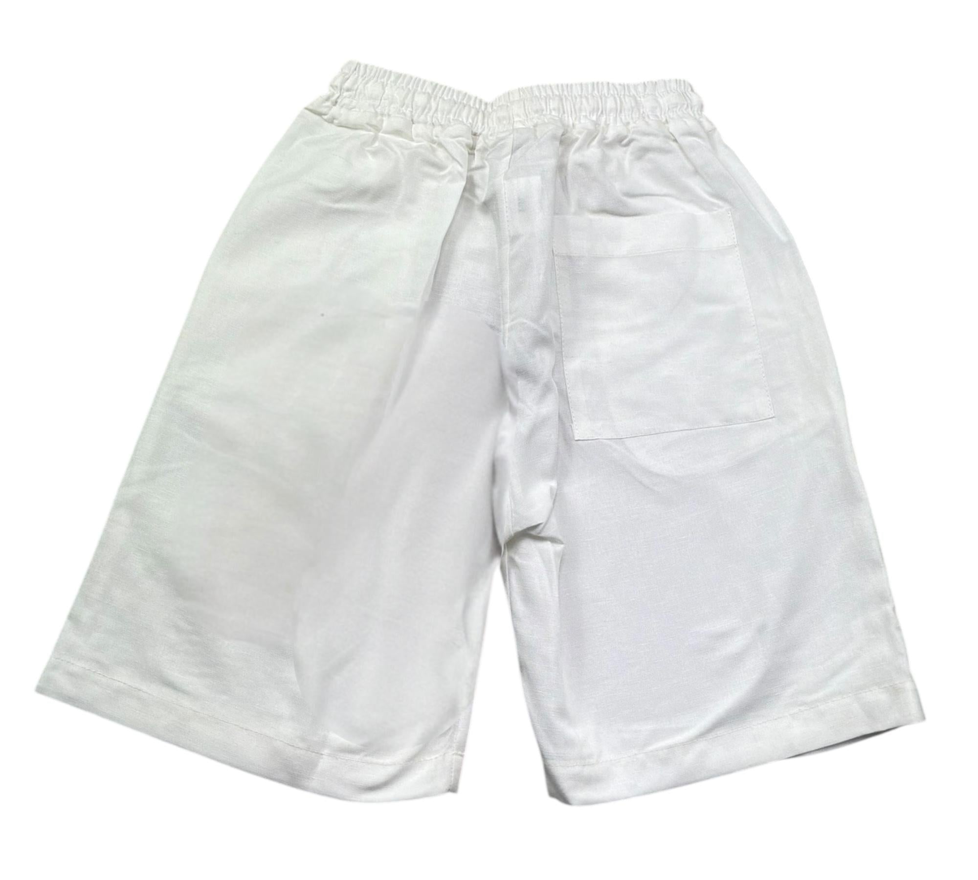 Paolo Pecora Bermuda Tinta Unita con Elastico In Vita per Bambino PP4217 BIANCO PAOLO PECORA 