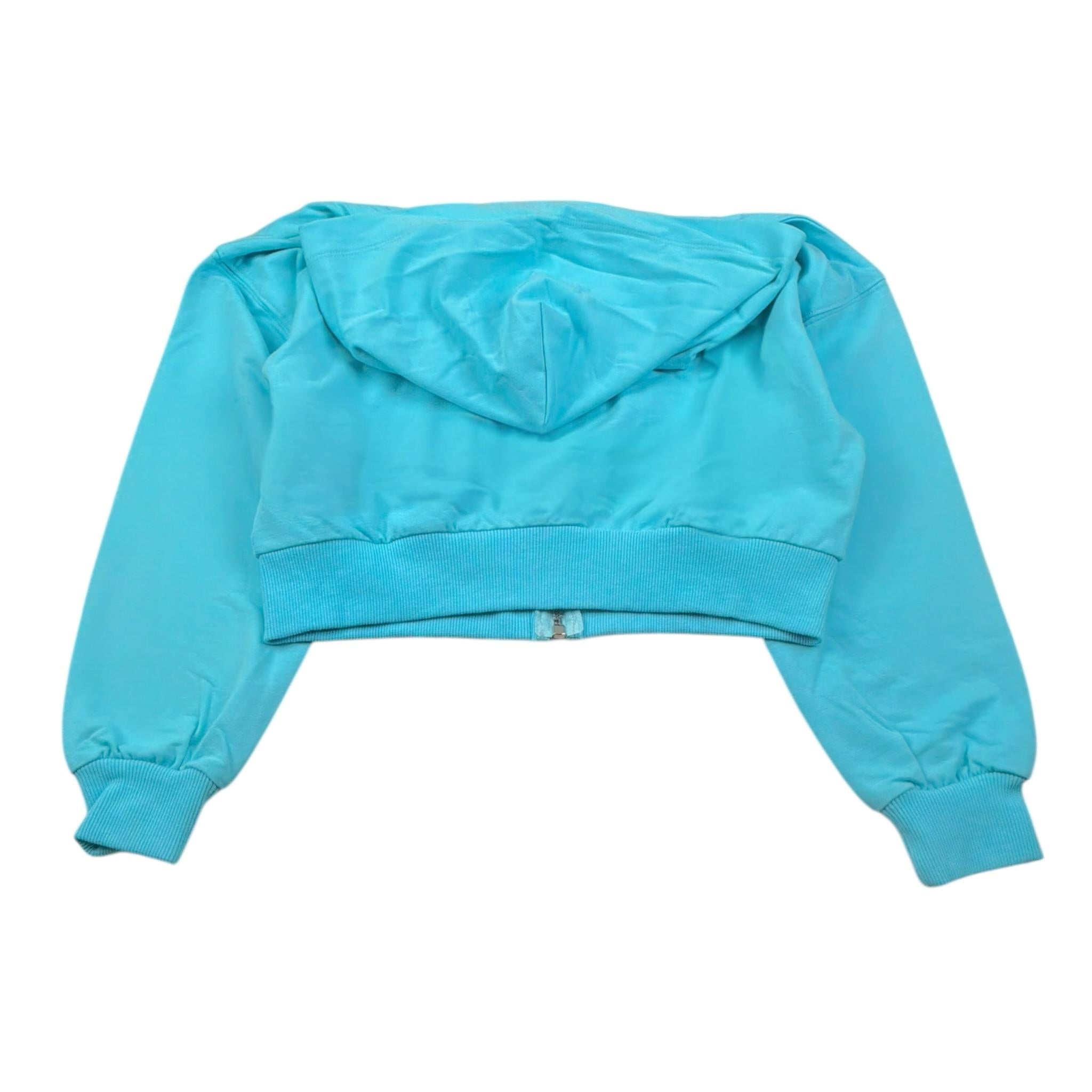 Please Felpa Tinta Unita con Zip E Cappuccio per Bambina LK20042G72 AZZURRO PLEASE 