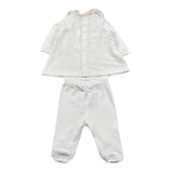 Lalalu' Completo 2 Pezzi Shirt-Ghettina Tinta Unita con Stampa per Neonata CPL017P BIANCO LALALU' 