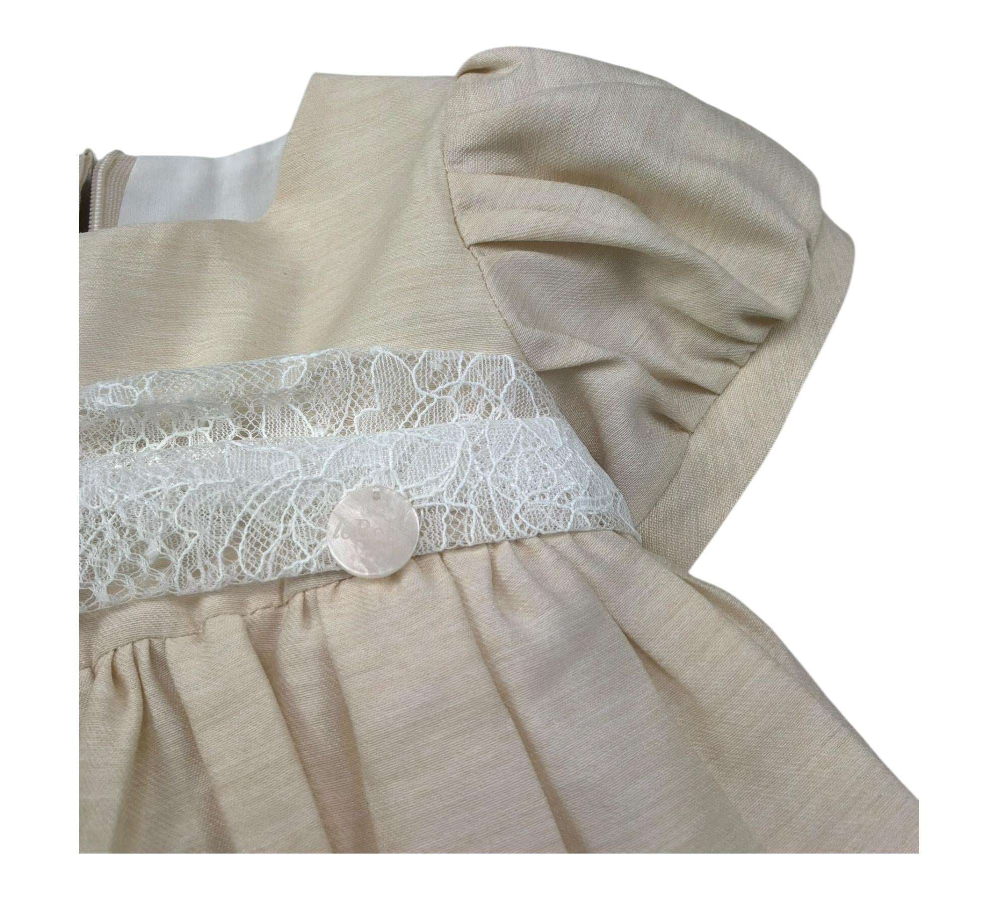 Le Bebe Abito Mezza Manica Tinta Unita con Cinturino per Neonata LBG6324 BEIGE LE BEBE 