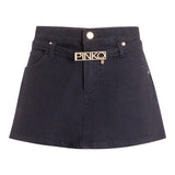 PINKO short tinta unita con cintura logo Nero per Bambina F4PIJGST002X NERO PINKO 