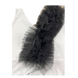 Petit Posh Body Giromanica Tinta Unita con Tulle per Bambina GFJS25073BD BIANCO/NERO PETIT POSH 