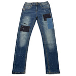 DANIELE ALESSANDRINI jeans tinta unita con toppe Blu per Bambino 1231PD00074XX BLU DANIELE ALESSANDRINI 