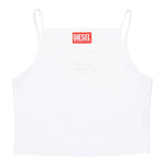 Diesel Canotta Bretelline Tinta Unita con Stampa Brillantinata per Bambina J02201X BIANCO DIESEL 