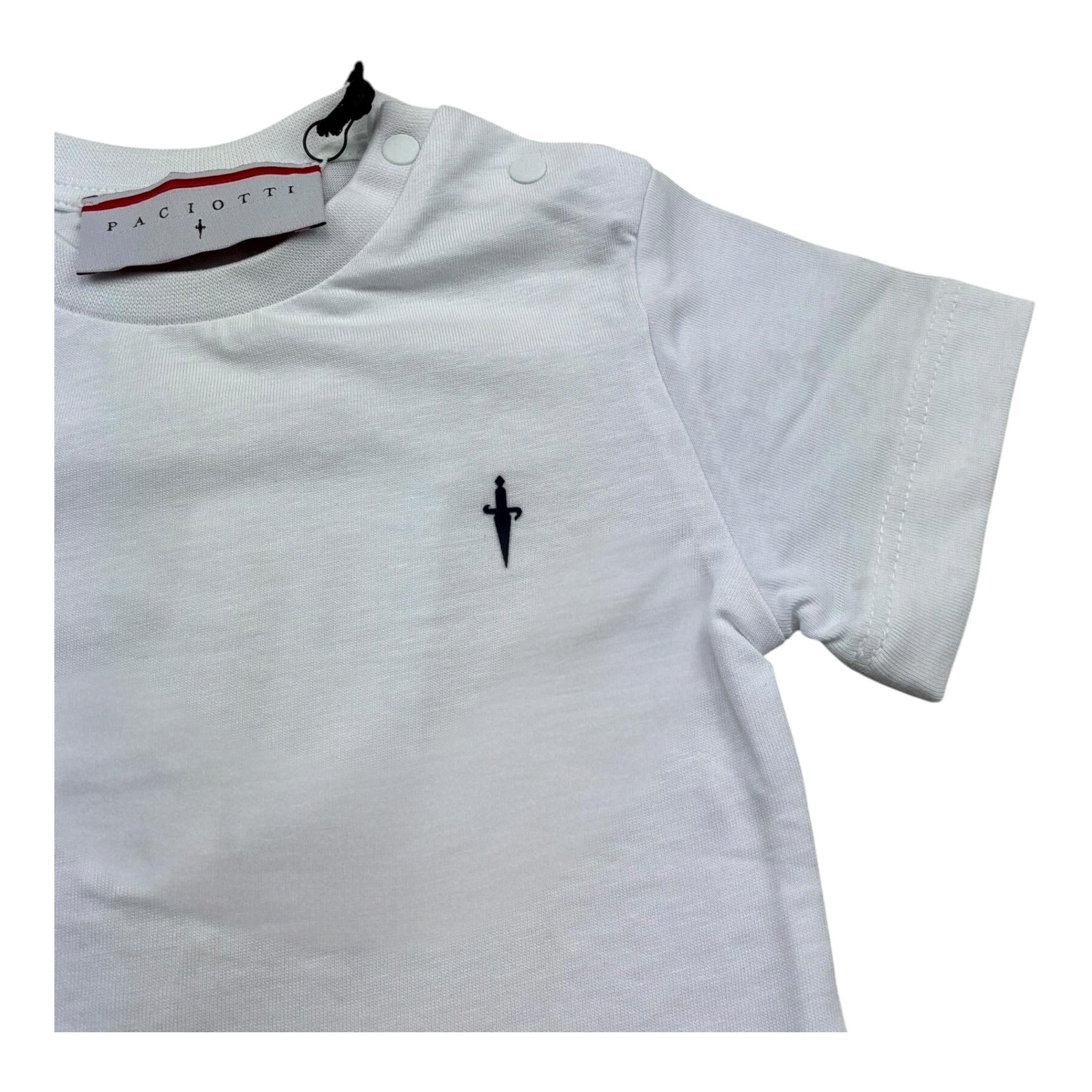 Cesare Paciotti T-Shirt Girocollo Tinta Unita con Stampa per Neonato TSP5155BX BIANCO CESARE PACIOTTI 