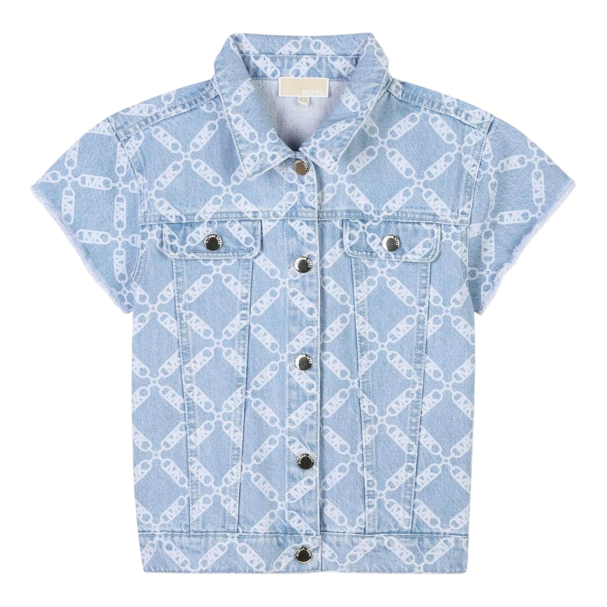 Michael Kors Abito In Denim Tinta Unita con Stampe per Bambina R30290 AZZURRO MICHAEL KORS 