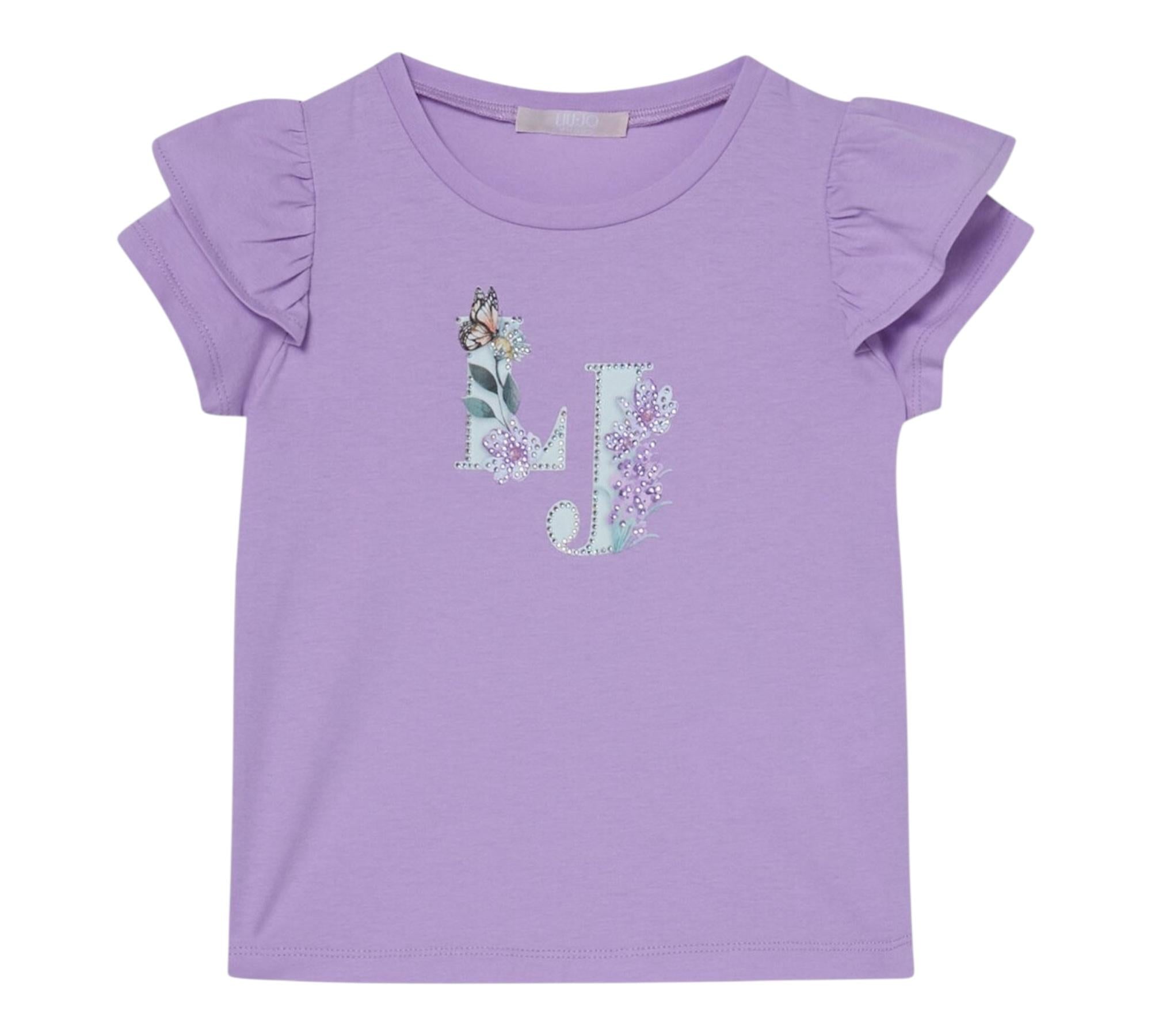 Liu Jo T-Shirt Tinta Unita con Brillantini per Neonata KA5092XN GLICINE LIU JO 
