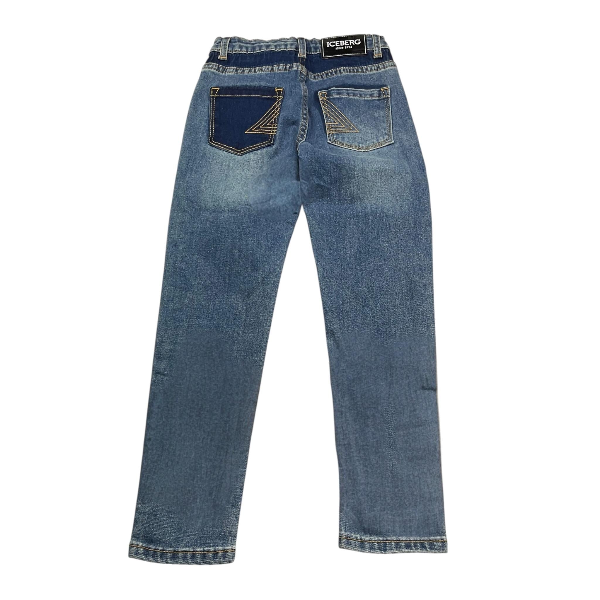 Iceberg Jeans Tinta Unita con Girovita Regolabile per Bambino PTICE4102B BLU ICEBERG 