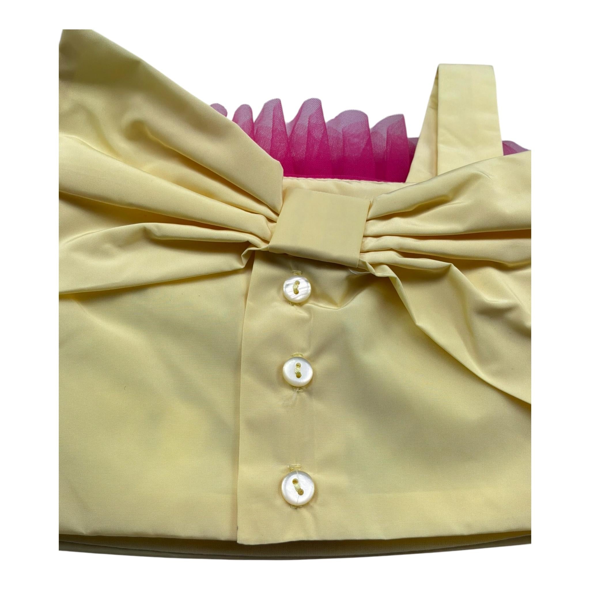 Miss Grant Top Giromanica Tinta Unita con Tulle per Bambina MG1353J GIALLO MISS GRANT 