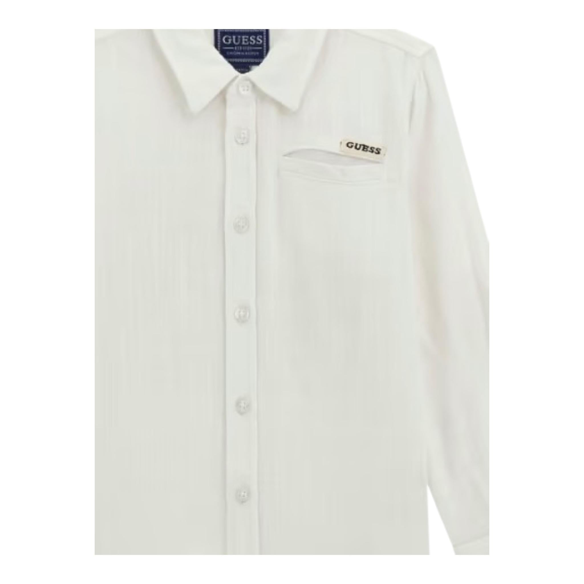 Guess Camicia Tinta Unita con Logo per Bambino N5GH00WFBT0 PANNA GUESS 