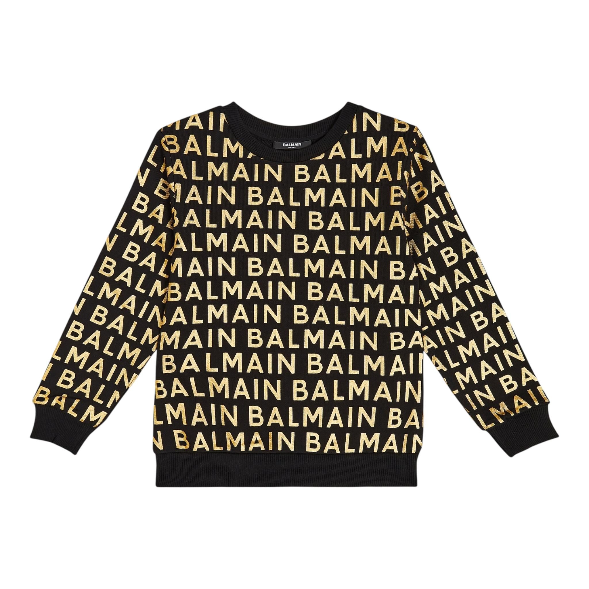 BALMAIN felpa chiusa girocollo tinta unita cn loghi Nero per Bambino BT4R00 NERO BALMAIN 