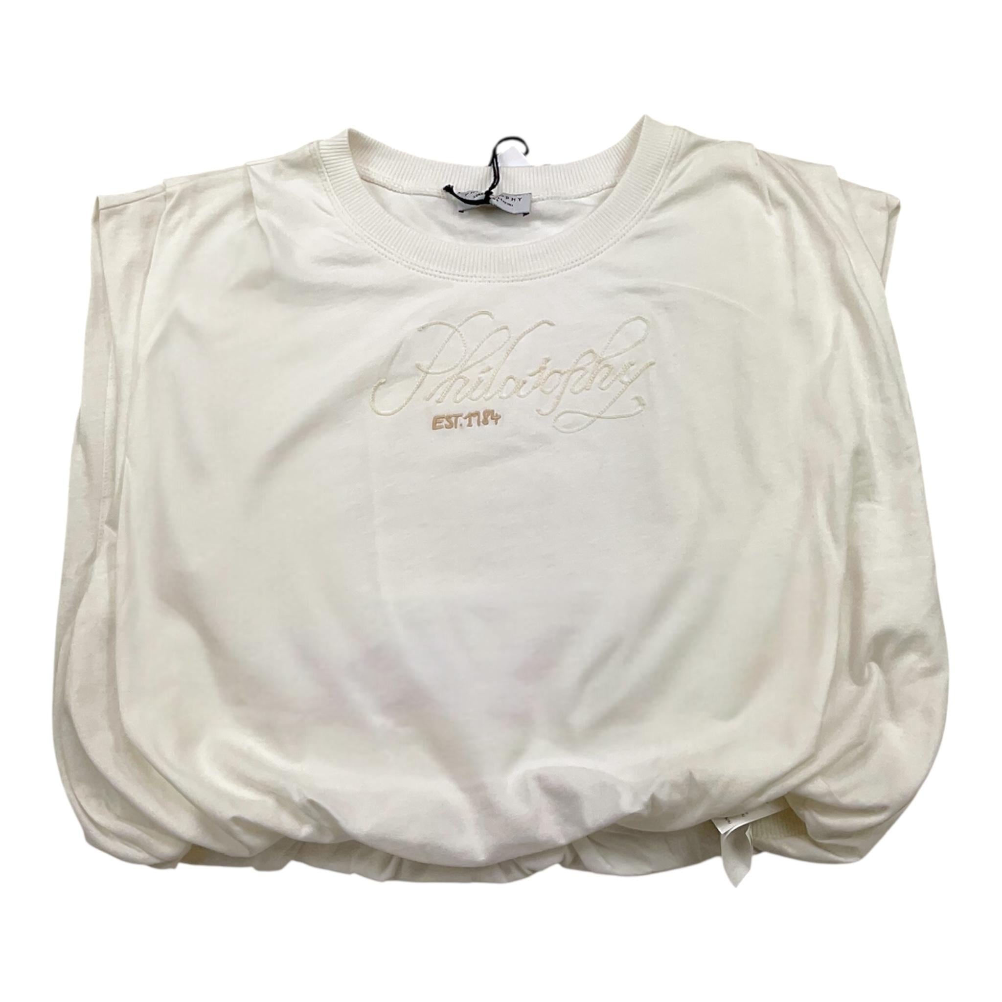 Philosophy Felpa Girocollo Tinta Unita Giromanica per Bambina I9E608 BIANCO PHILOSOPHY 