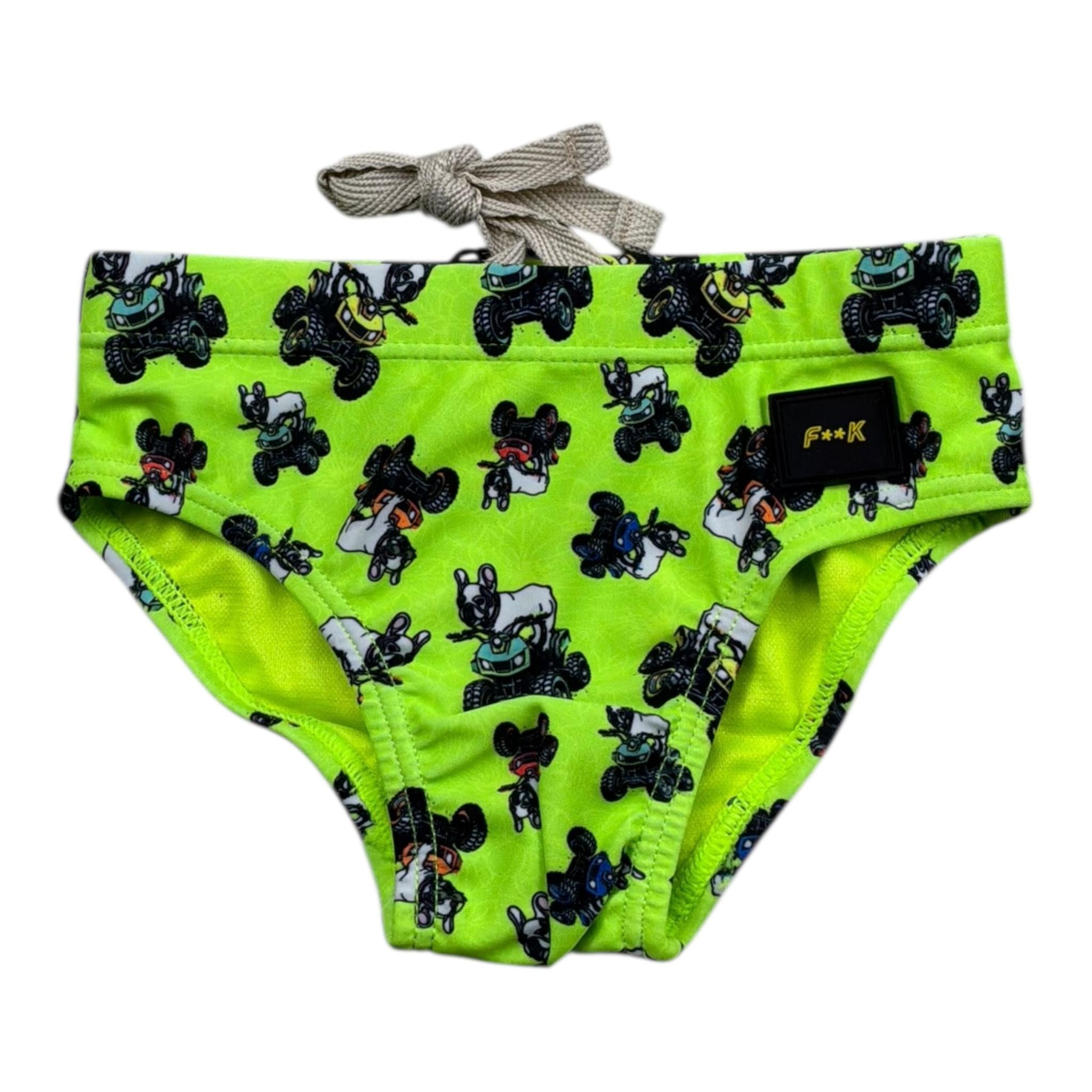 F**K Costume Mutandina Tinta Unita Stampa Fantasia per Neonato FJ25N05SA20X13XX VERDE FLUO F**K 