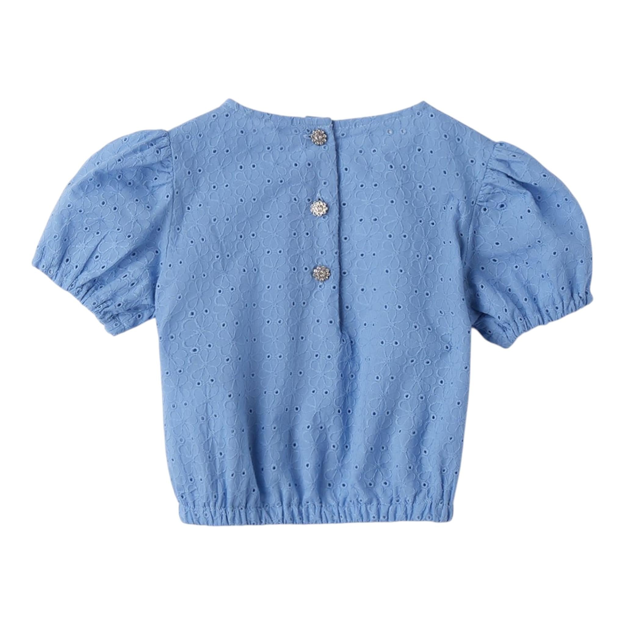 Sarabanda Top Tinta Unita Traforato per Bambina 0B357 AZZURRO SARABANDA 