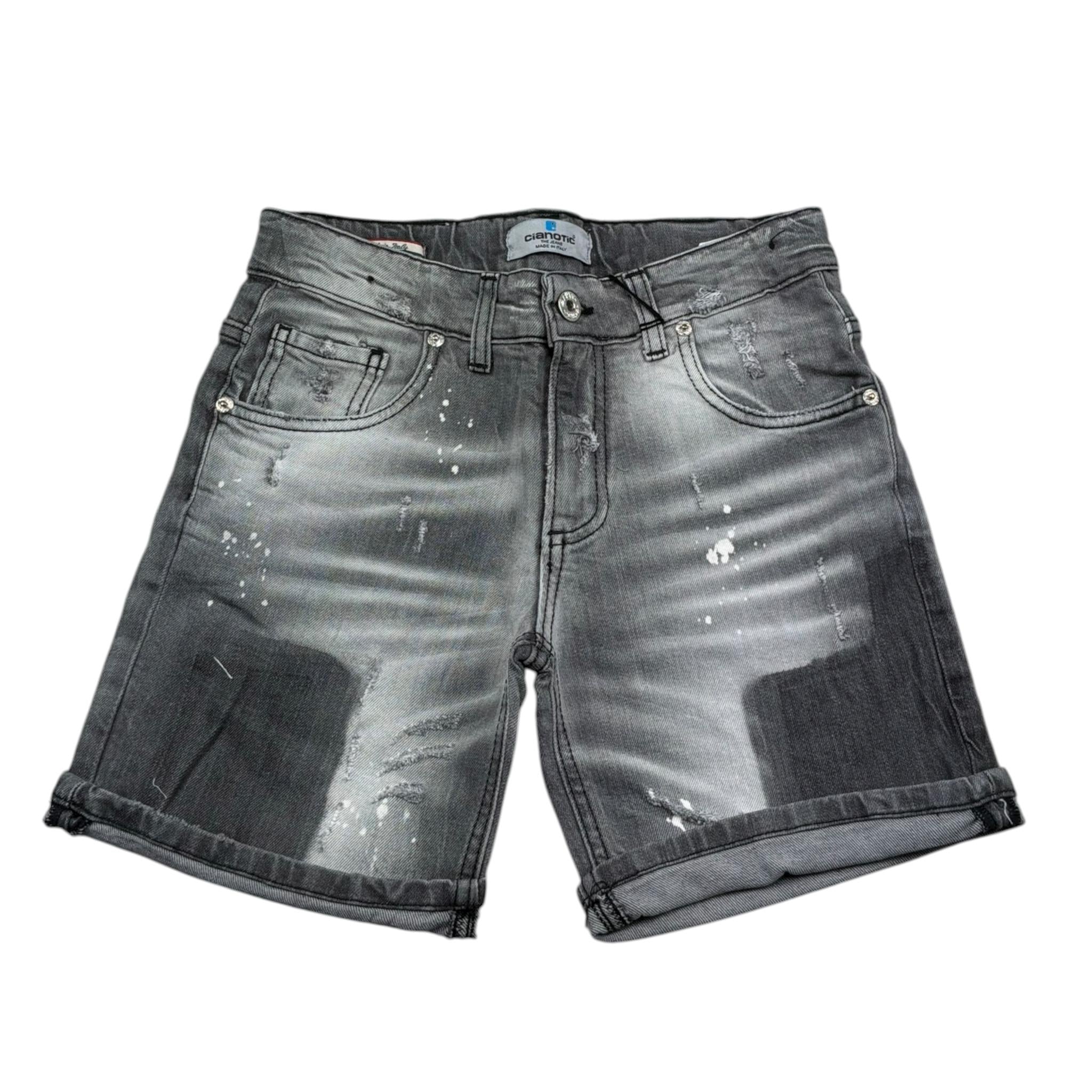 Cianotic Bermuda In Denim Tinta Unita con Strappi per Bambino 20165 NERO CIANOTIC 