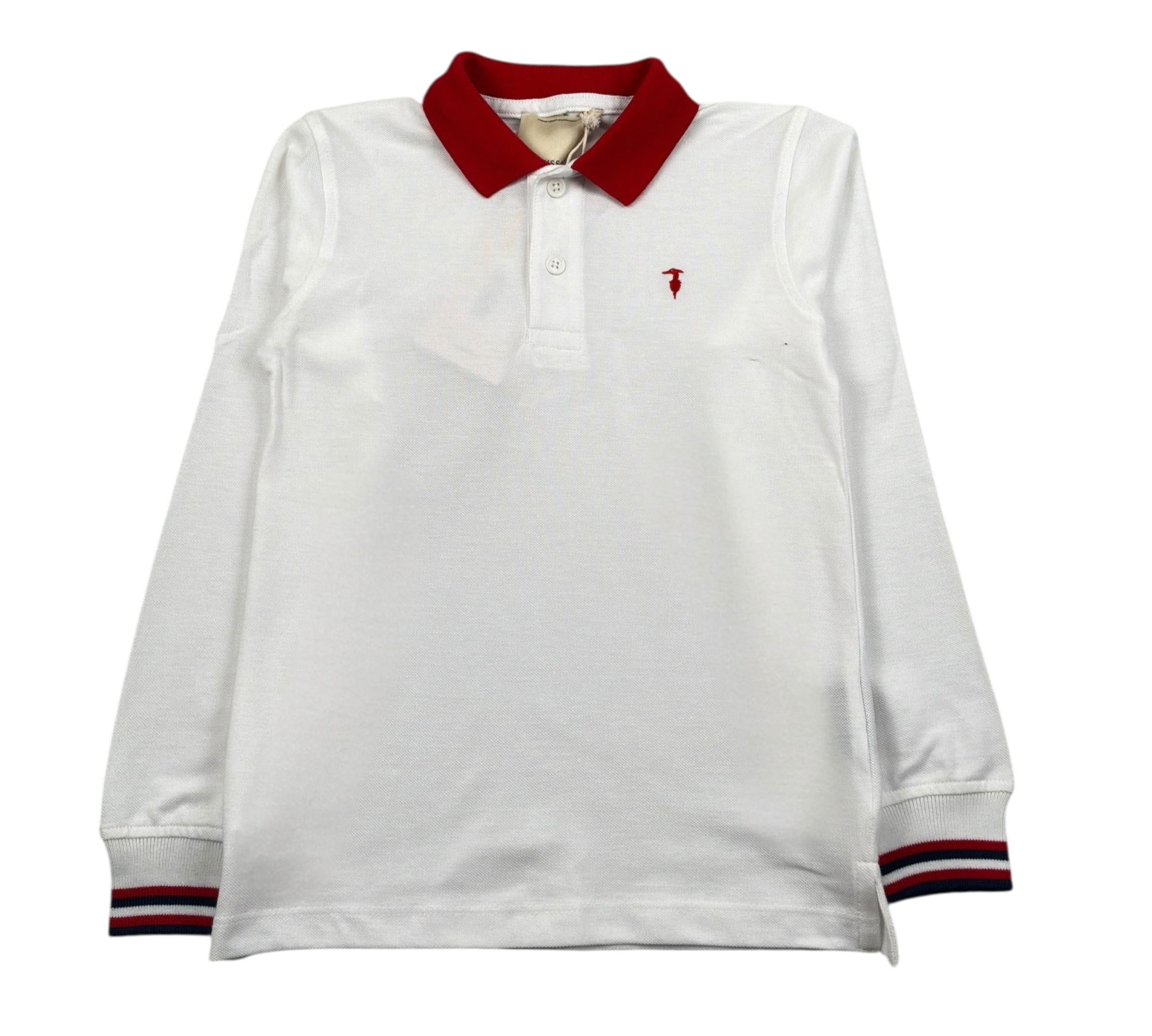Trussardi Polo Manica Lunga Tinta Unita con Profili In Contrasto per Bambino TBP26049PO BIANCO TRUSSARDI 