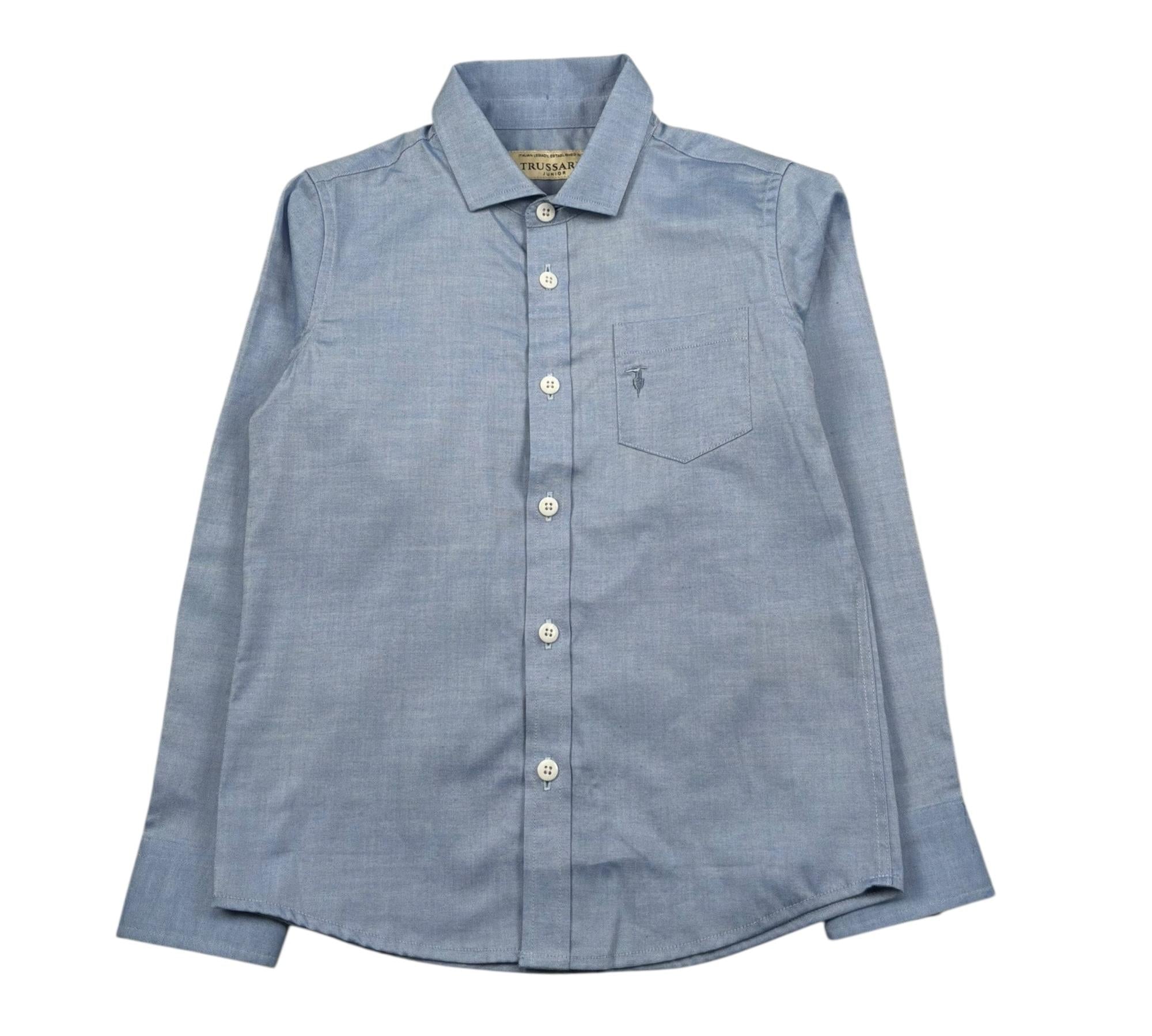Trussardi Camicia Manica Lunga Tinta Unita per Bambino TBP26136CA AZZURRO TRUSSARDI 