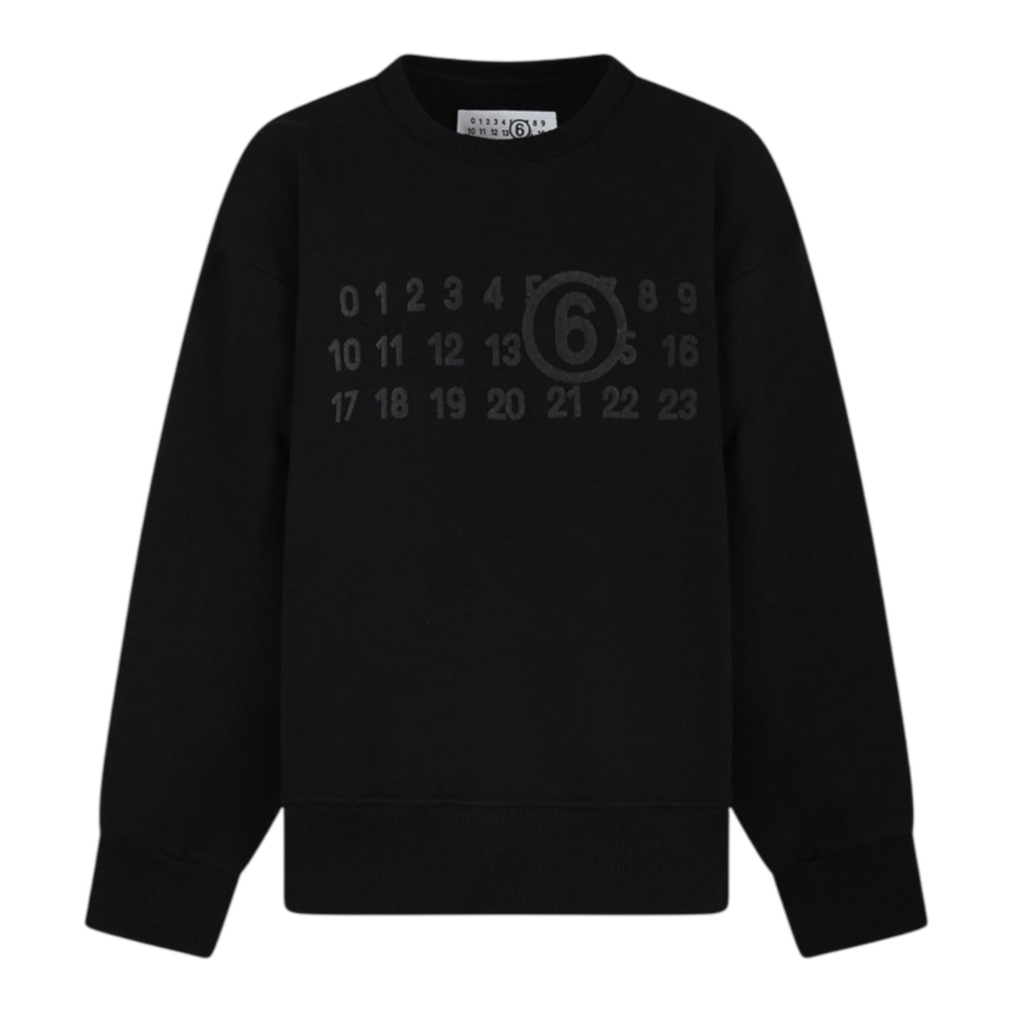 MAISON MARGIELA felpa girocollo tinta unita con stampa Nero per Bambino M60681X NERO MAISON MARGIELA 