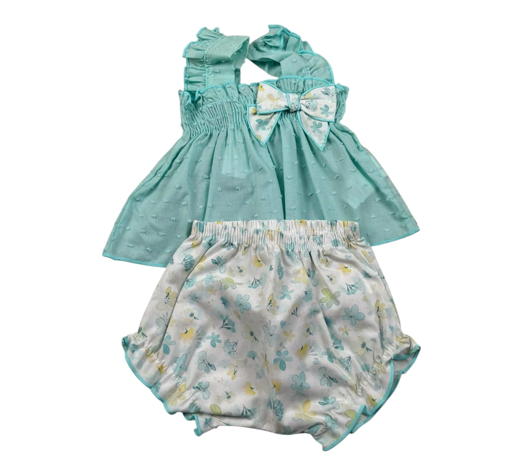 Calamaro Completo 2 Pezzi Camicia-Culotte per Neonata 11120 VERDE ACQUA CALAMARO 